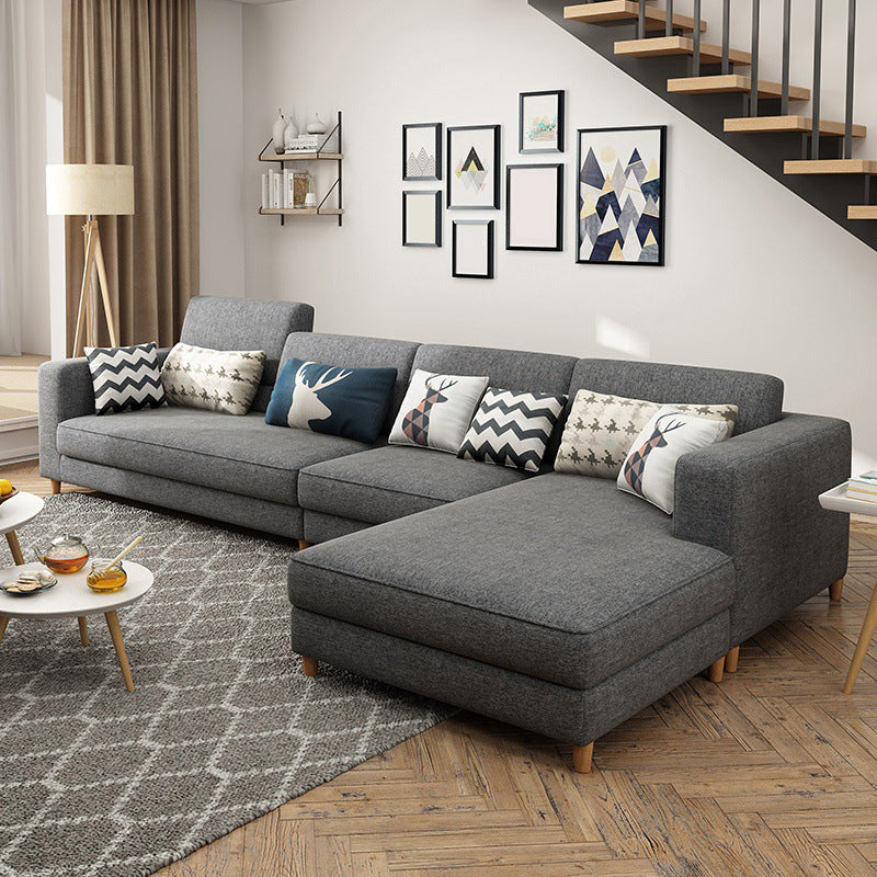 Washable Linen Sectional 129.92" L Square Arm Sectional for Living Room