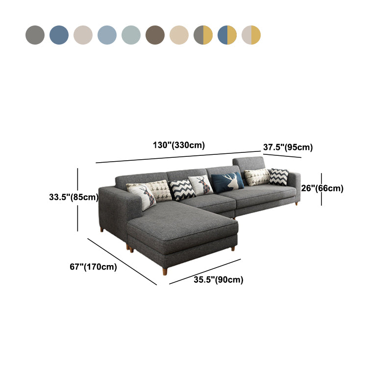 Washable Linen Sectional 129.92" L Square Arm Sectional for Living Room