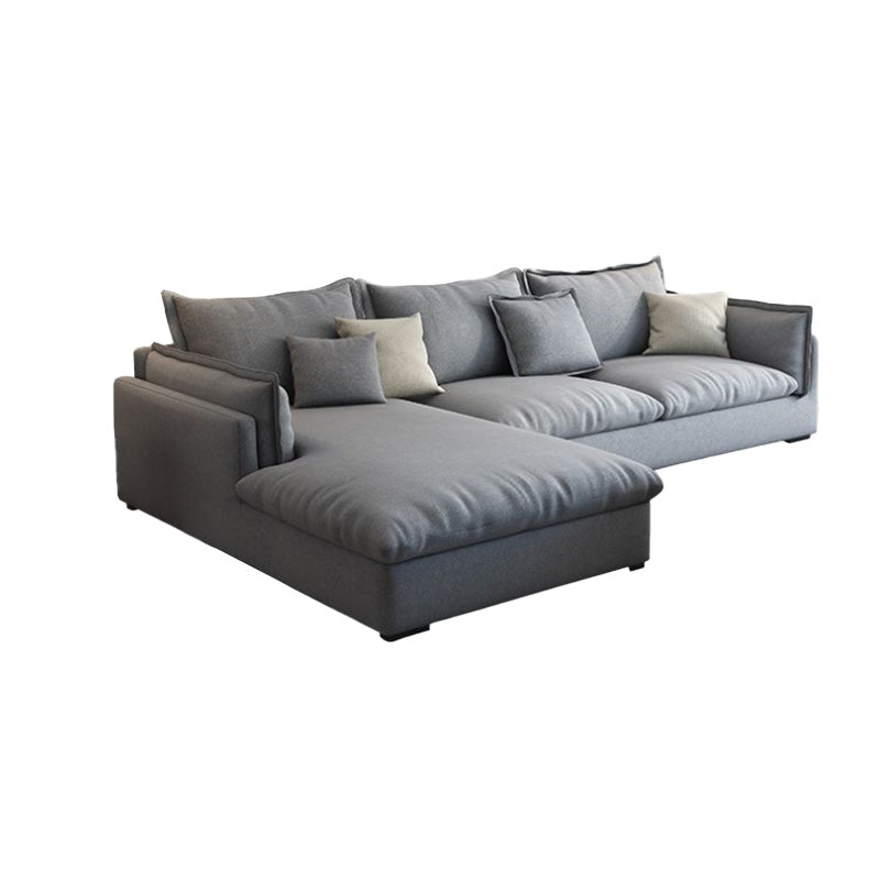Light-grey Contemporary Sectional Living Room Solid Wood Sofa