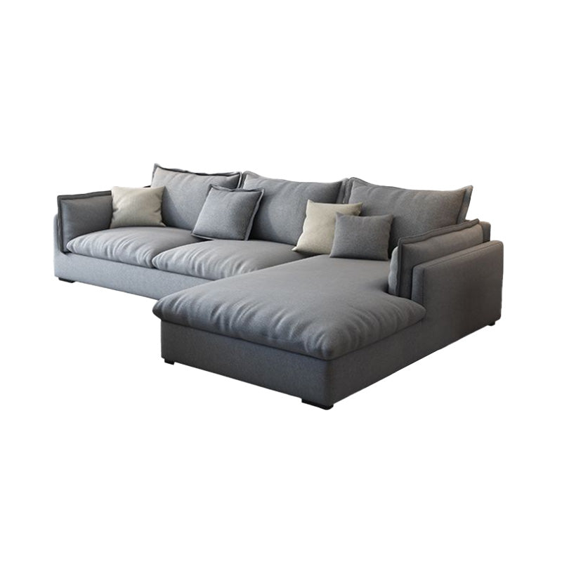 Light-grey Contemporary Sectional Living Room Solid Wood Sofa