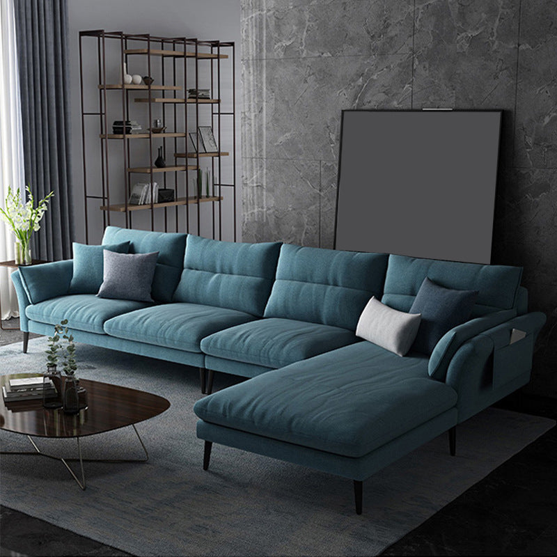 Flared Arm Fabric Sectional with Storage 4-seater Sofa & Chaise