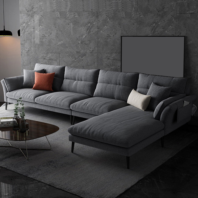 Flared Arm Fabric Sectional with Storage 4-seater Sofa & Chaise