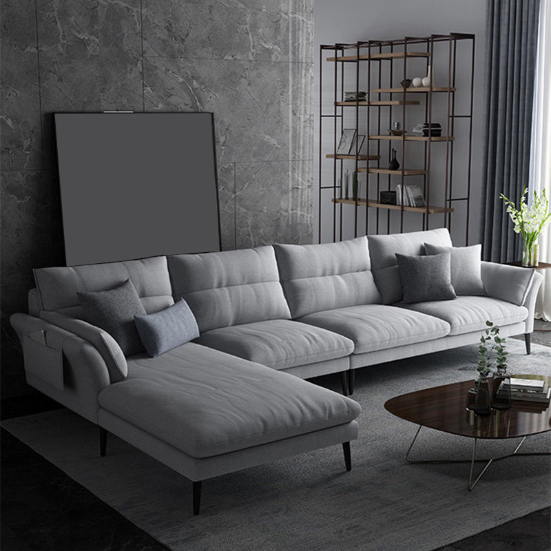Flared Arm Fabric Sectional with Storage 4-seater Sofa & Chaise