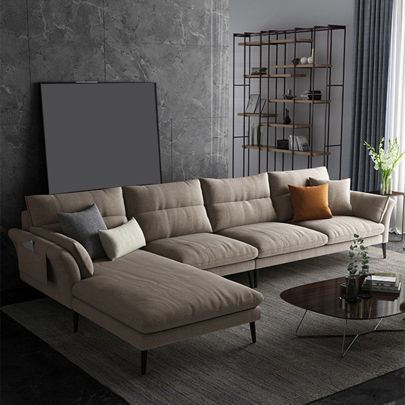 Flared Arm Fabric Sectional with Storage 4-seater Sofa & Chaise