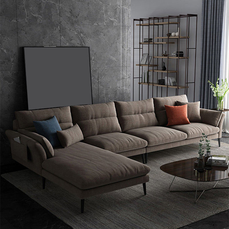 Flared Arm Fabric Sectional with Storage 4-seater Sofa & Chaise