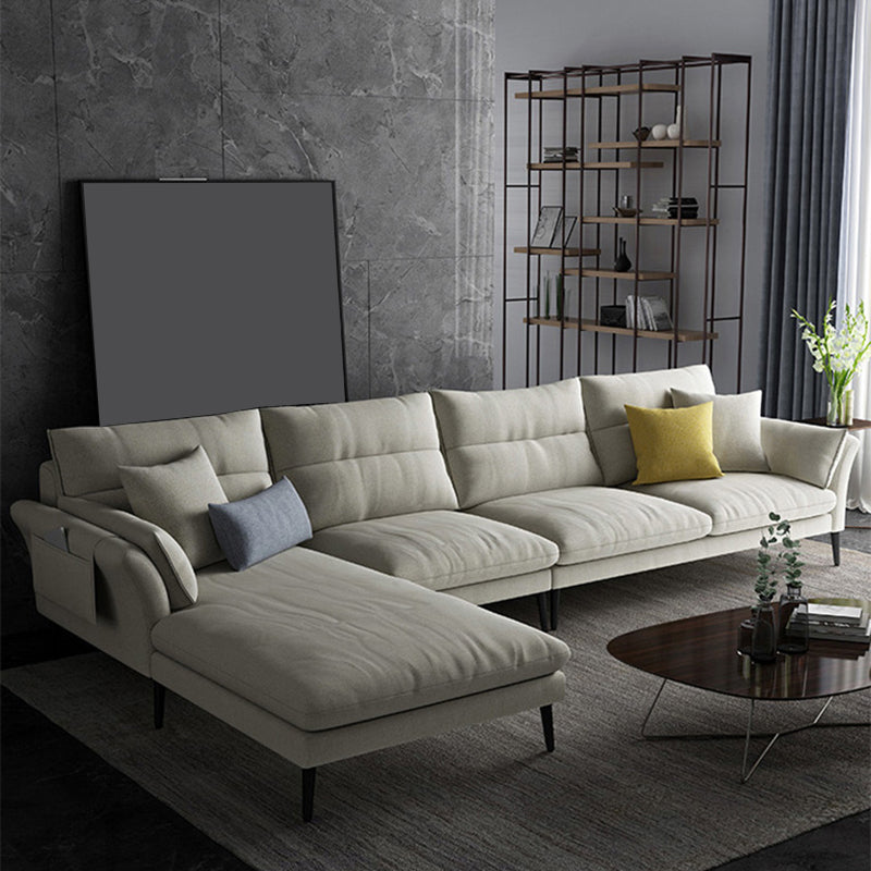 Flared Arm Fabric Sectional with Storage 4-seater Sofa & Chaise