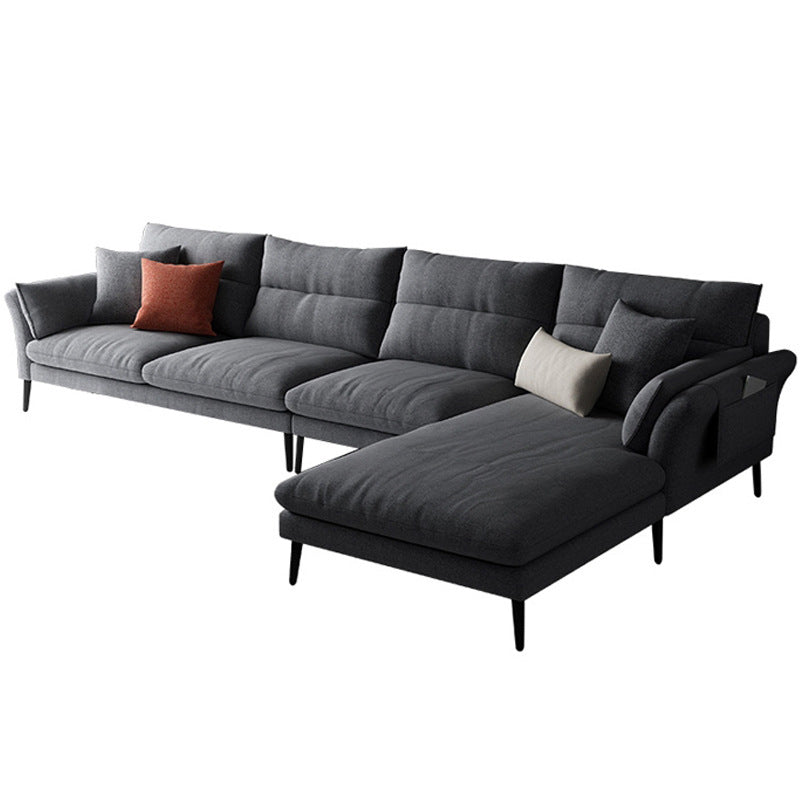 Flared Arm Fabric Sectional with Storage 4-seater Sofa & Chaise