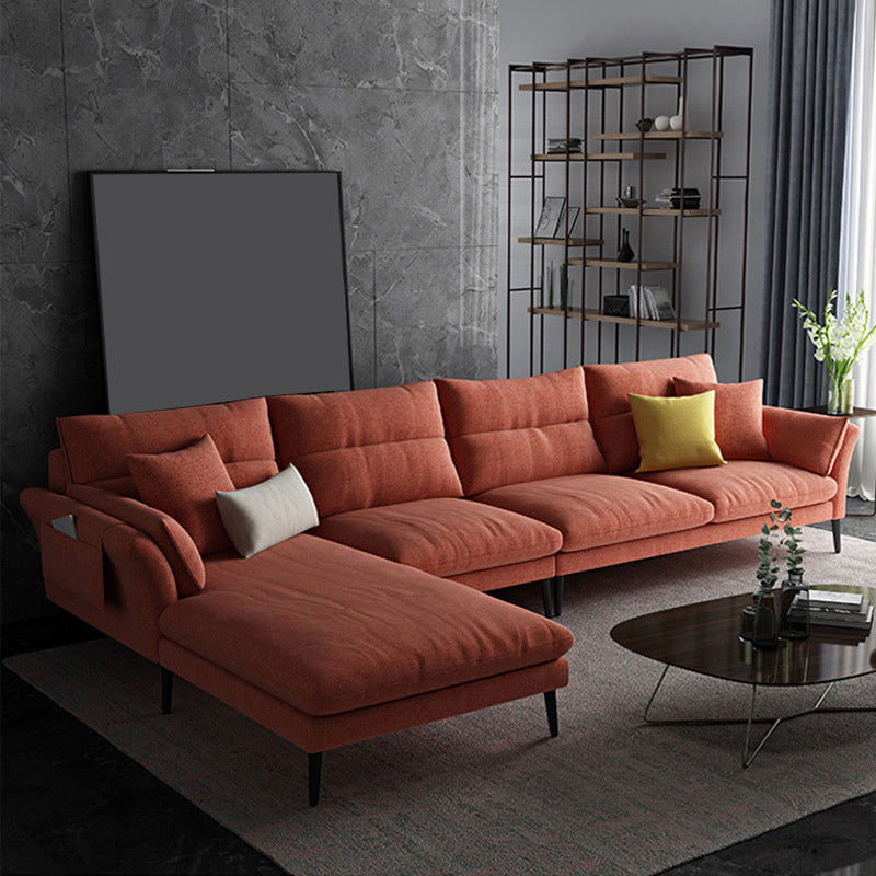 Flared Arm Fabric Sectional with Storage 4-seater Sofa & Chaise
