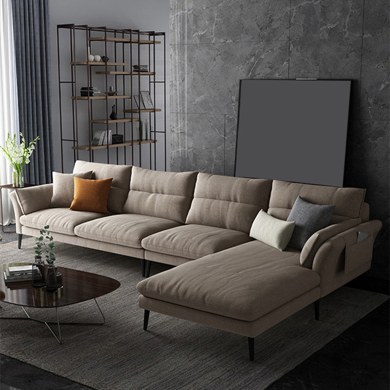 Flared Arm Fabric Sectional with Storage 4-seater Sofa & Chaise