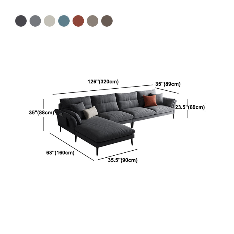 Flared Arm Fabric Sectional with Storage 4-seater Sofa & Chaise