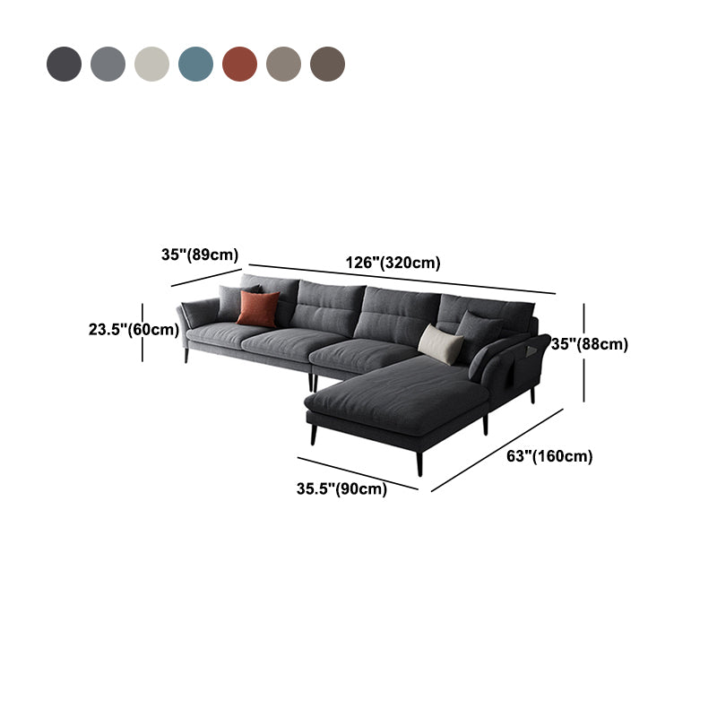 Flared Arm Fabric Sectional with Storage 4-seater Sofa & Chaise