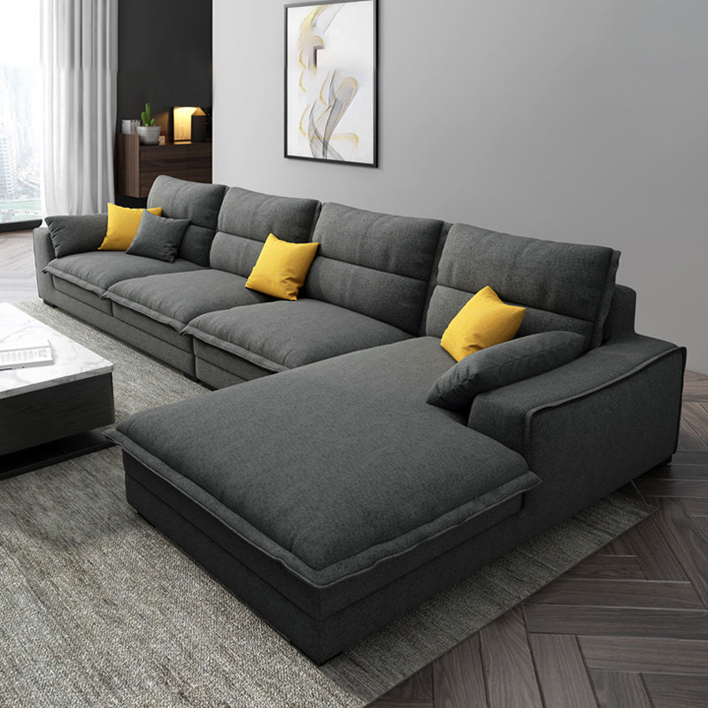 71" W Sectional Sofa L-Shape Stationary Linen Sectional Sofa