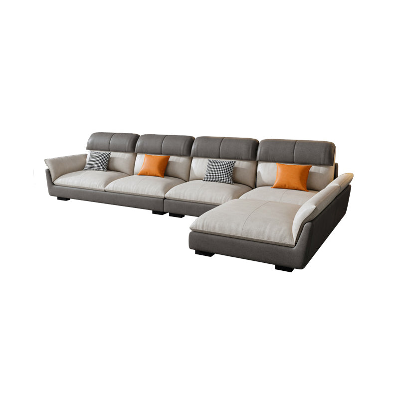 Scandinavian Stain-Resistant Faux Leather L-Shape Cushion Back Sofa