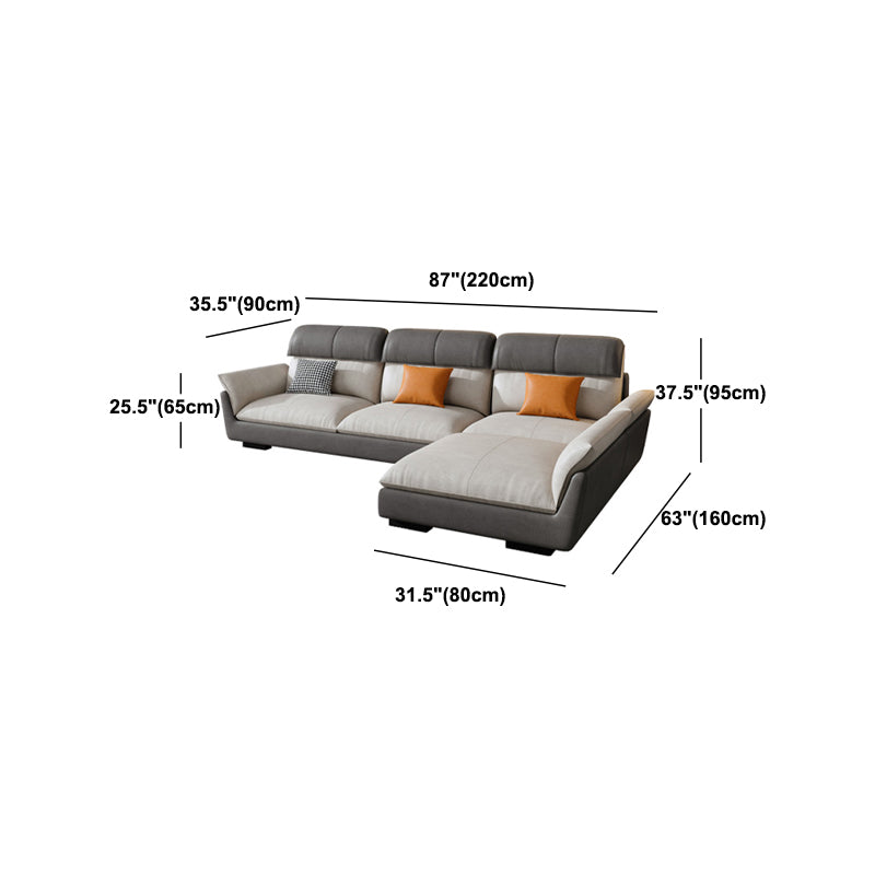 Scandinavian Stain-Resistant Faux Leather L-Shape Cushion Back Sofa