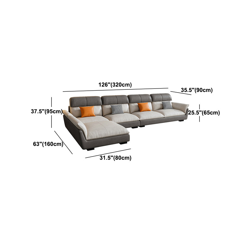 Scandinavian Stain-Resistant Faux Leather L-Shape Cushion Back Sofa