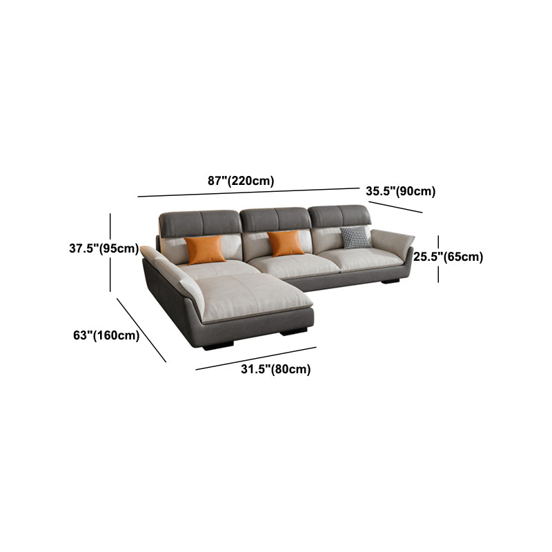 Scandinavian Stain-Resistant Faux Leather L-Shape Cushion Back Sofa