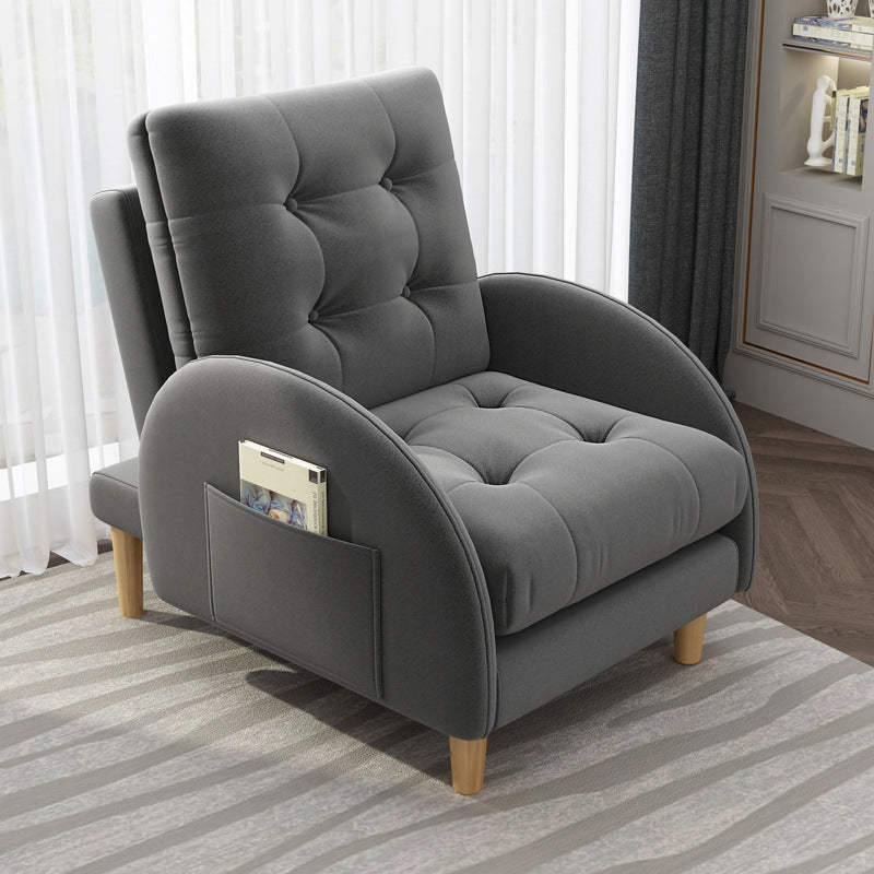 Modern Accent Chair Fabric/PU Chair With Tufted Back with 4 Legs Base