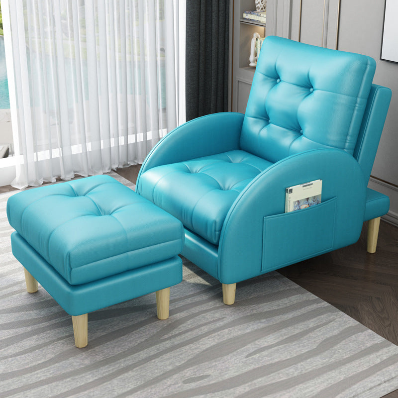 Modern Accent Chair Fabric/PU Chair With Tufted Back with 4 Legs Base