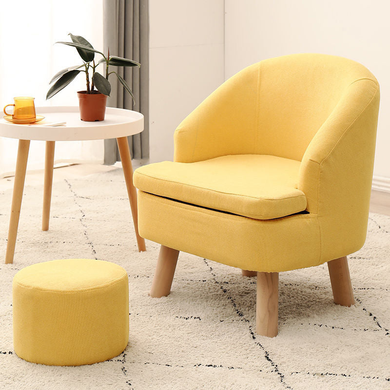 Recessed Arms Chair with Basic Four Legs with Tight Back for Bedroom