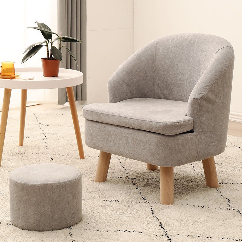 Recessed Arms Chair with Basic Four Legs with Tight Back for Bedroom