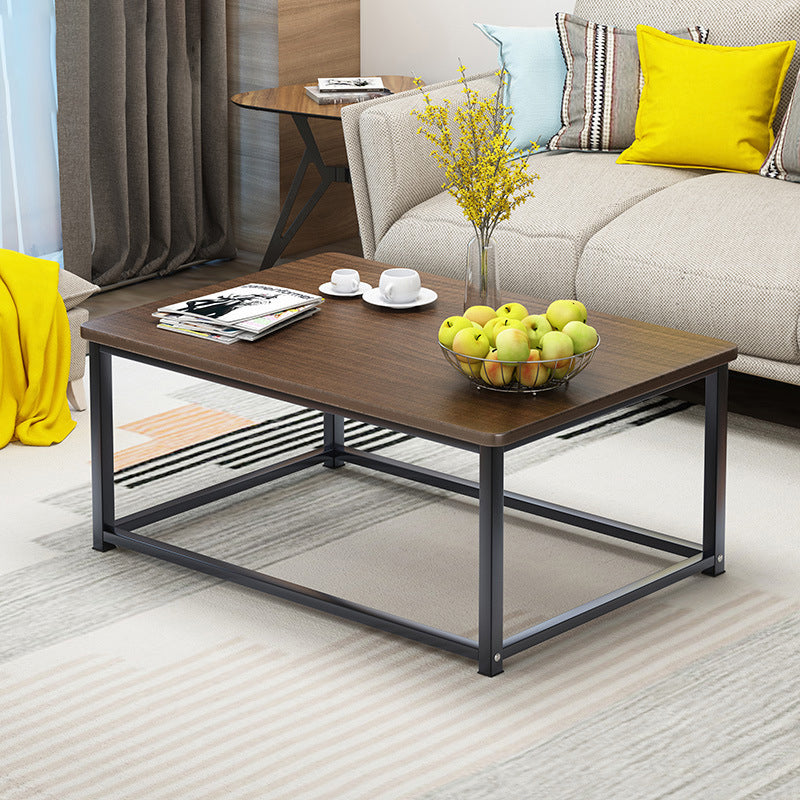 Modern Style Rectangular Wooden Table with Metal Frame Base Coffee Table