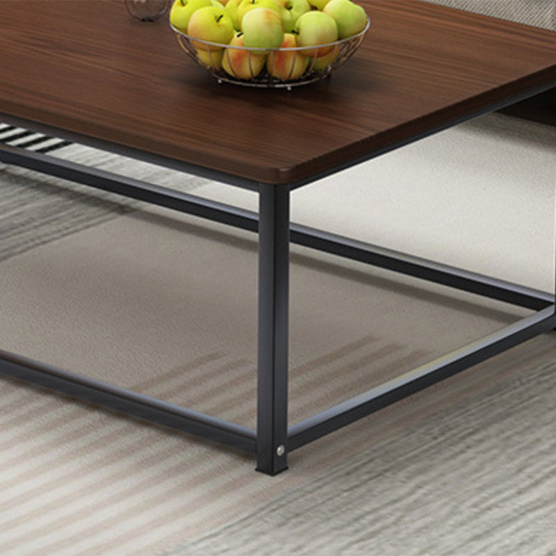 Modern Style Rectangular Wooden Table with Metal Frame Base Coffee Table