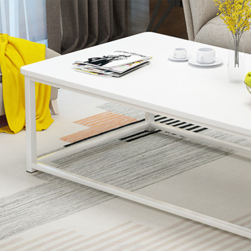 Modern Style Rectangular Wooden Table with Metal Frame Base Coffee Table