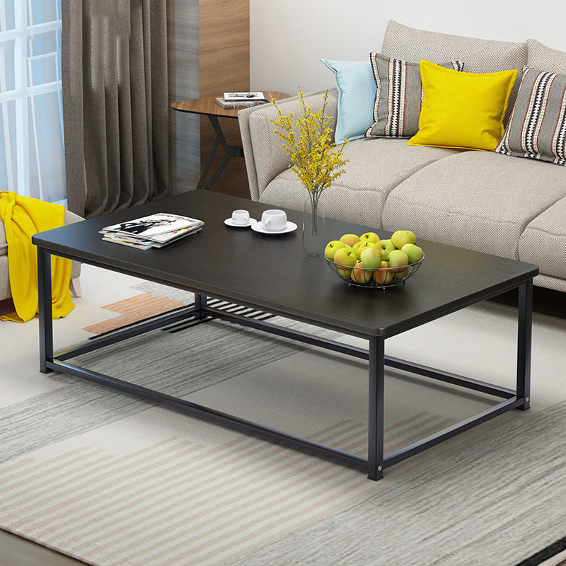 Modern Style Rectangular Wooden Table with Metal Frame Base Coffee Table