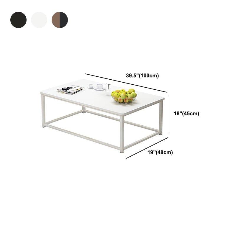 Modern Style Rectangular Wooden Table with Metal Frame Base Coffee Table