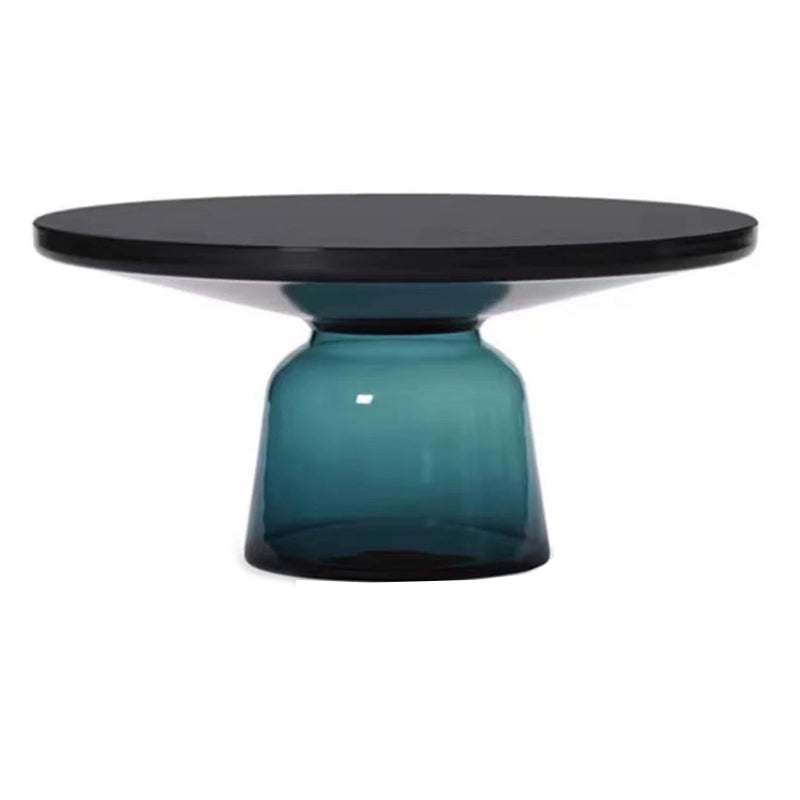 Pedestal Base Round Modern Style Glass Table with Coffee Table