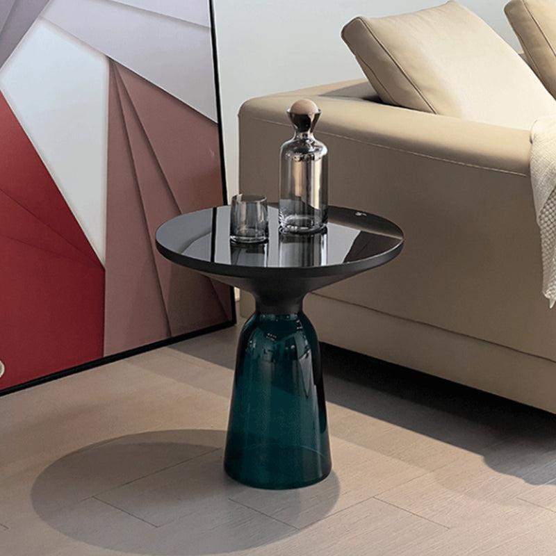 Pedestal Base Round Modern Style Glass Table with Coffee Table