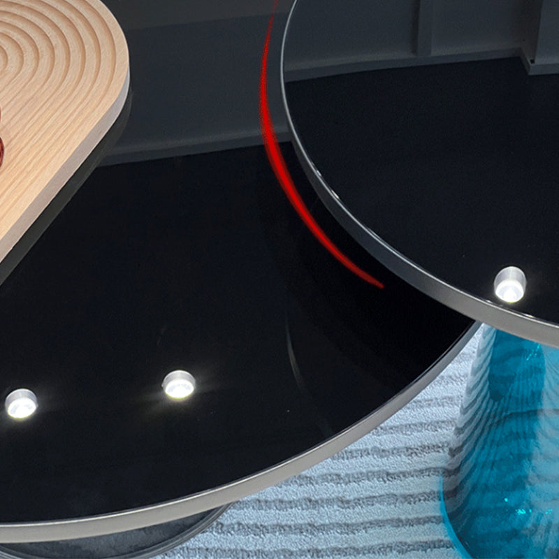 Pedestal Base Round Modern Style Glass Table with Coffee Table