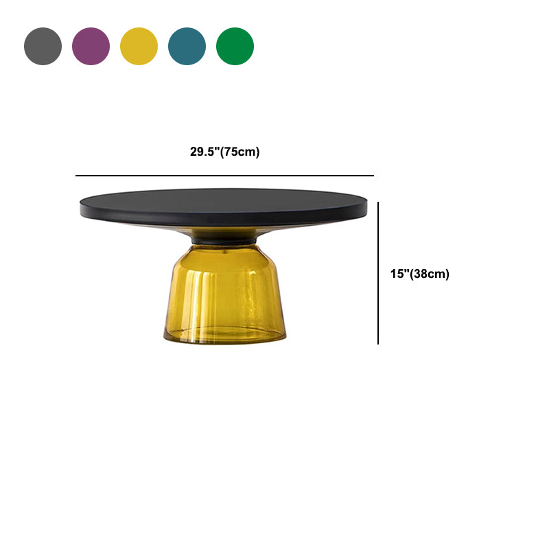Pedestal Base Round Modern Style Glass Table with Coffee Table