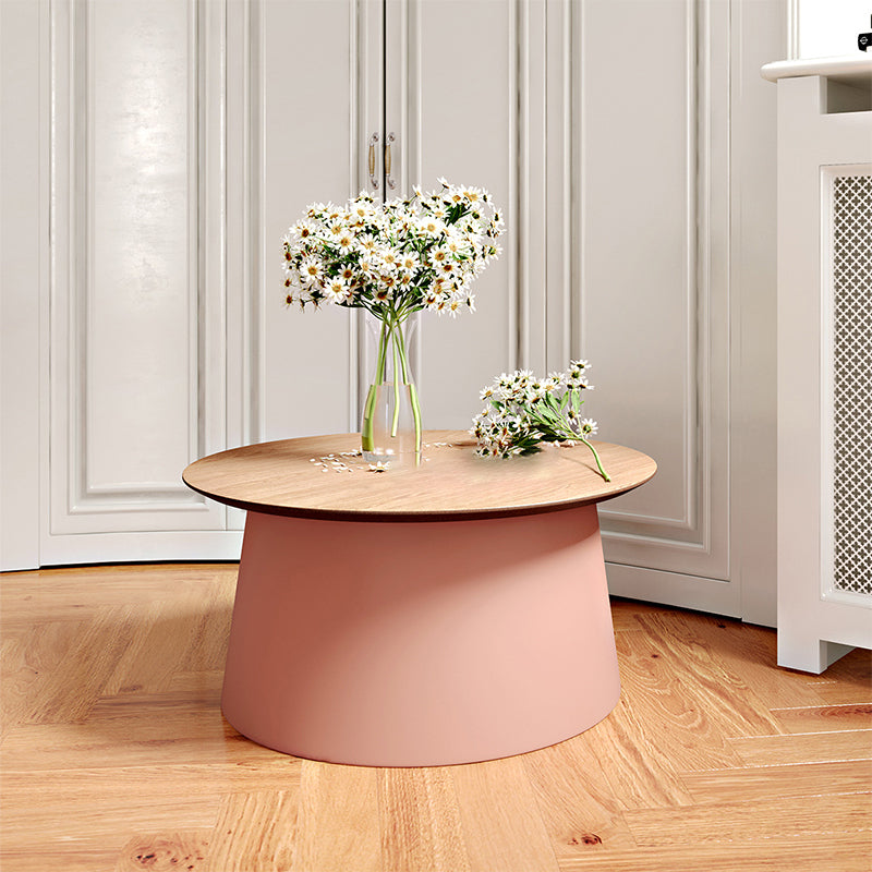 Modern Style Round Acrylic/wood Table with One Foot Base Coffee Table