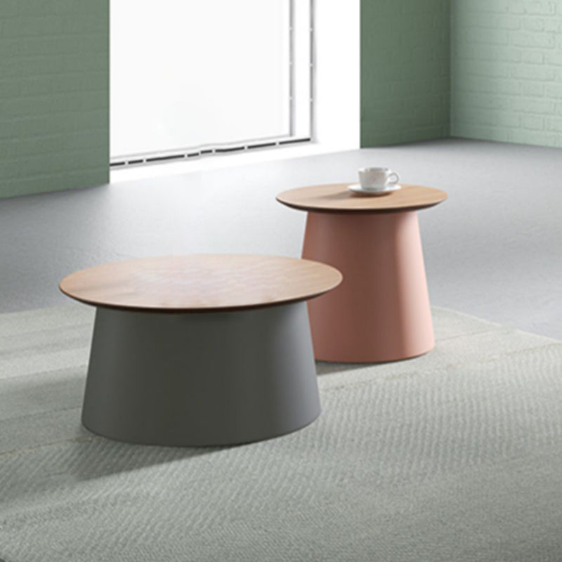 Modern Style Round Acrylic/wood Table with One Foot Base Coffee Table