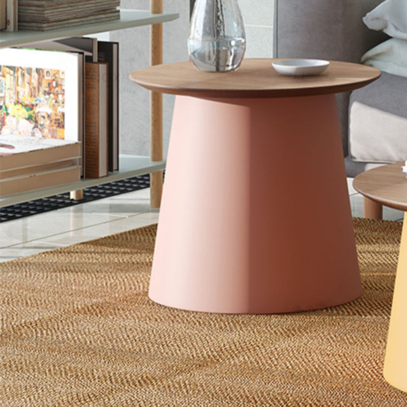 Modern Style Round Acrylic/wood Table with One Foot Base Coffee Table