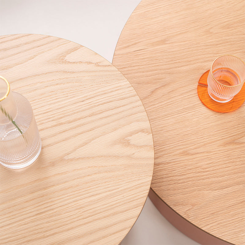 Modern Style Round Acrylic/wood Table with One Foot Base Coffee Table