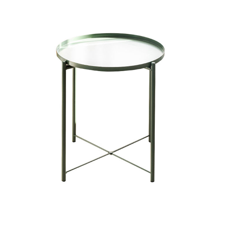 Scandinavian Living Room Round Sofa Side Table Metal Tray Top End Table