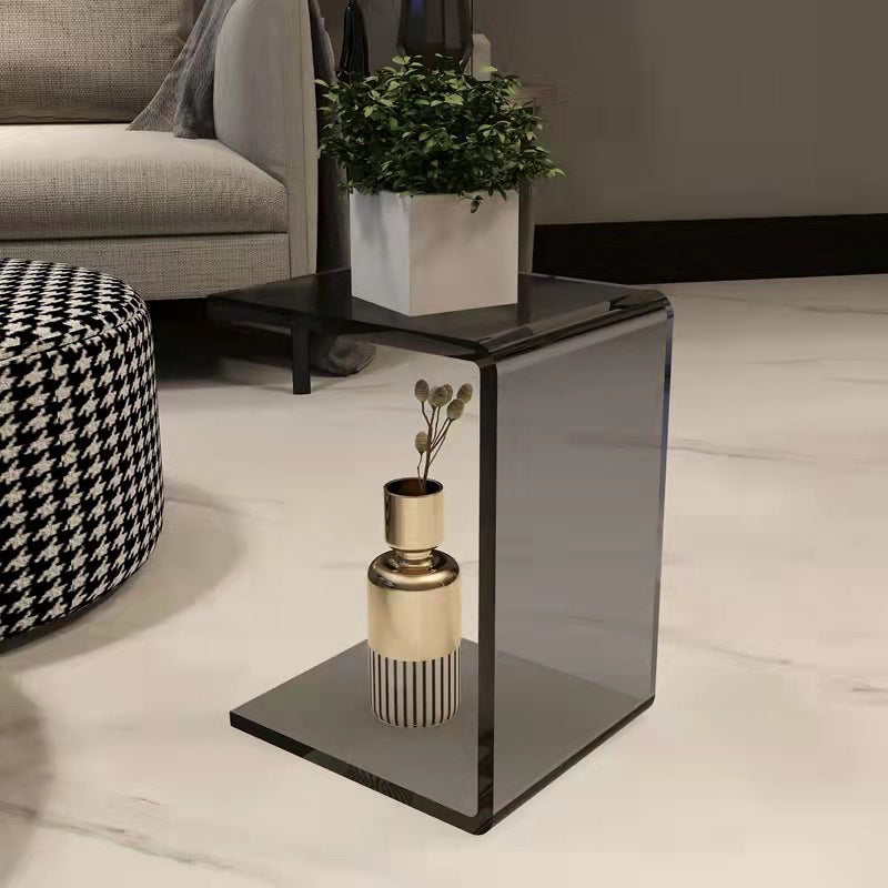 Modern Style Black/tan/transparent Acrylic Rectangular Material Side Table