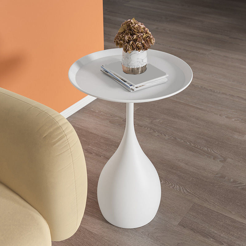 Modern Style Metal Base Slab & Metal Table Top Round Side Table