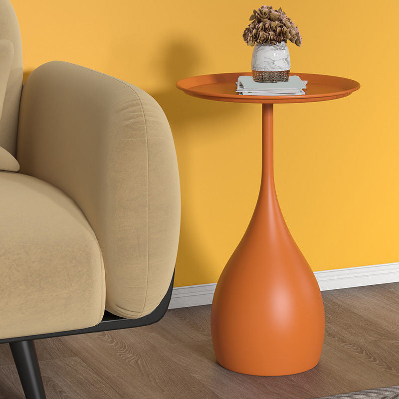 Modern Style Metal Base Slab & Metal Table Top Round Side Table