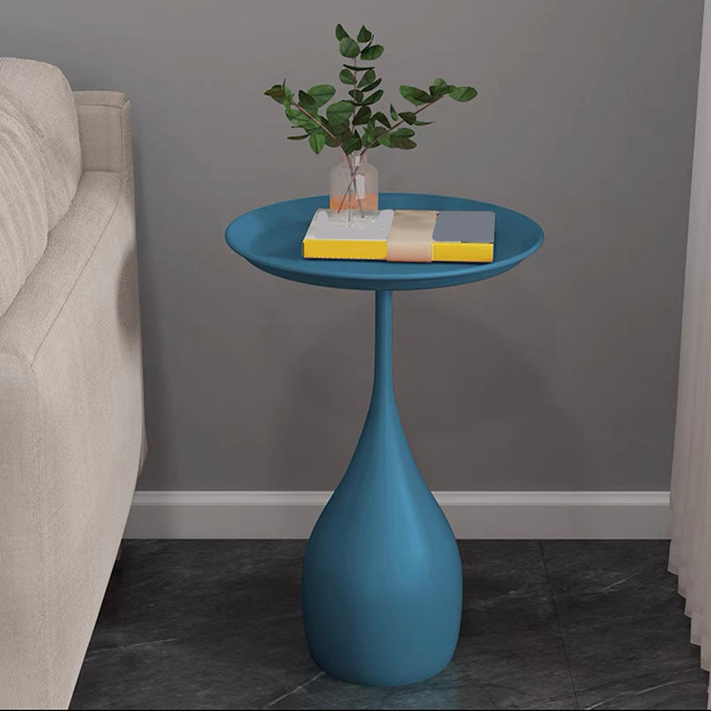 Modern Style Metal Base Slab & Metal Table Top Round Side Table