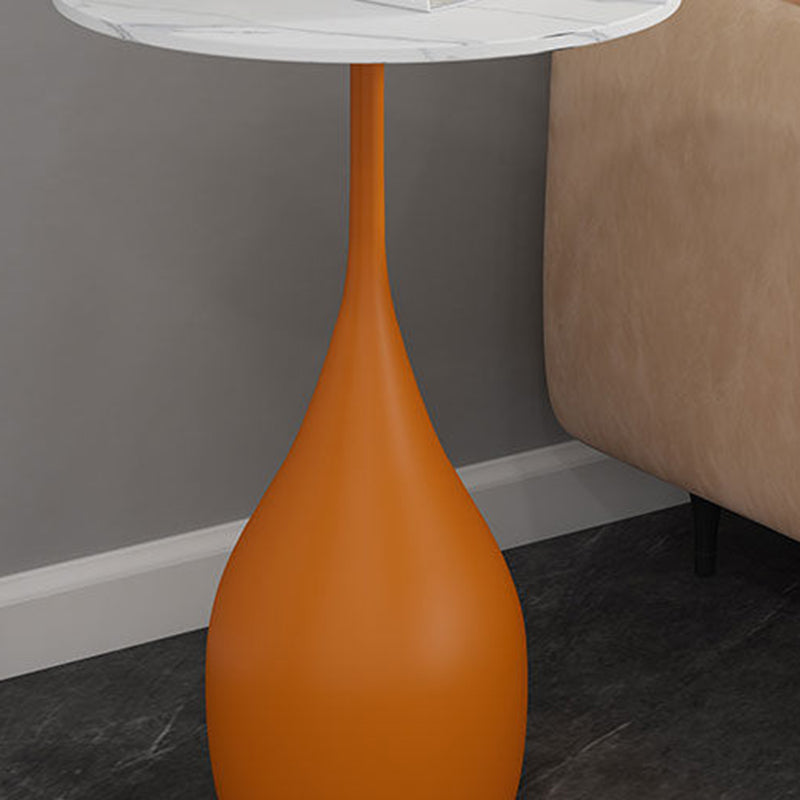 Modern Style Metal Base Slab & Metal Table Top Round Side Table