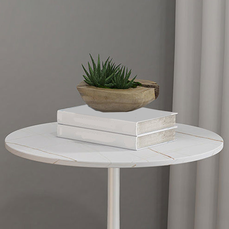 Modern Style Metal Base Slab & Metal Table Top Round Side Table