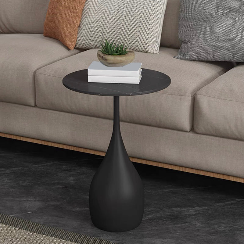Modern Style Metal Base Slab & Metal Table Top Round Side Table
