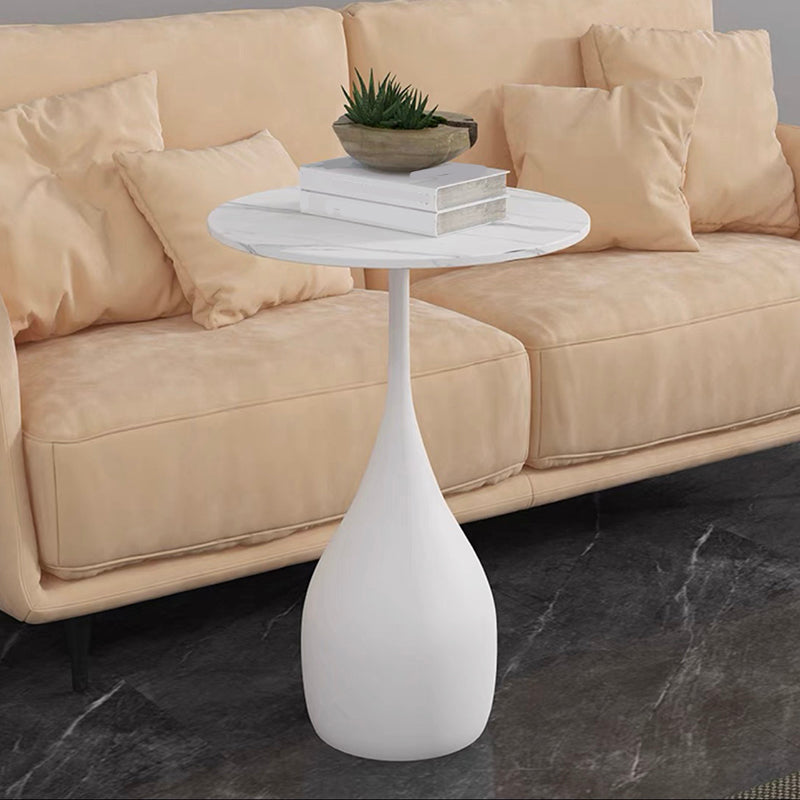 Modern Style Metal Base Slab & Metal Table Top Round Side Table