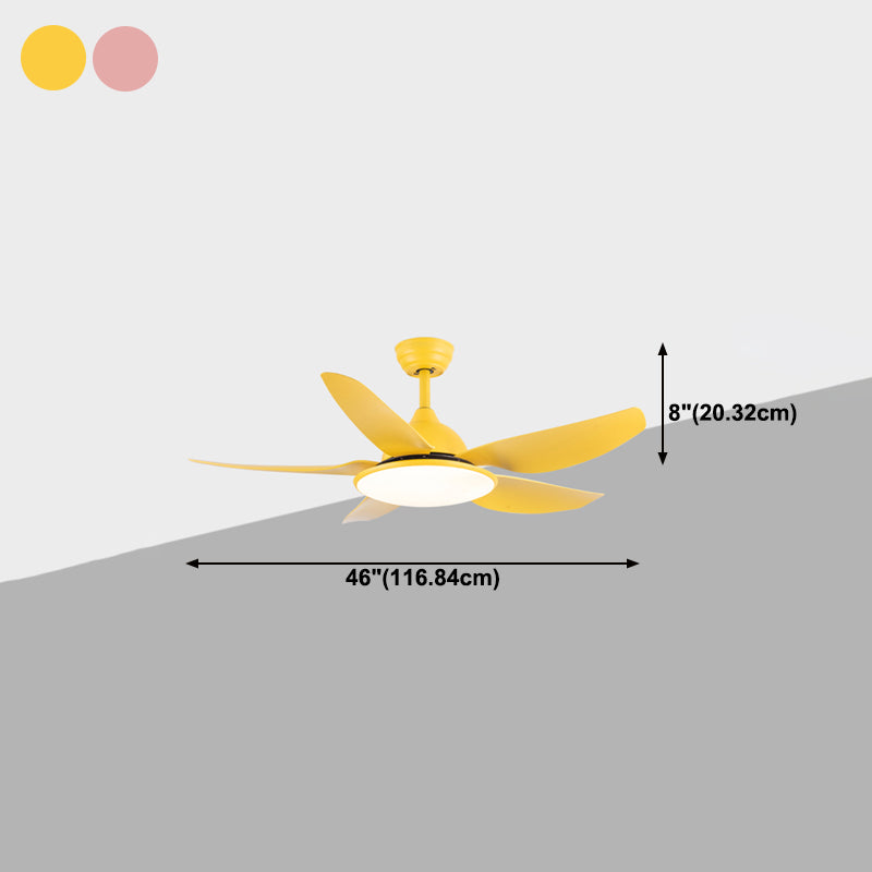 Kids Style Round Ceiling Fan Light Metal 1 Light LED Flush Light for Bedroom