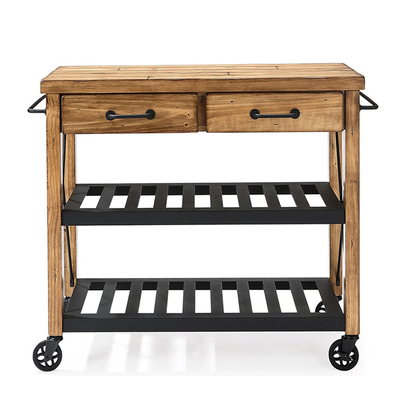 Industrial Rolling Kitchen Cart Metal Rectangular Kitchen Island Cart