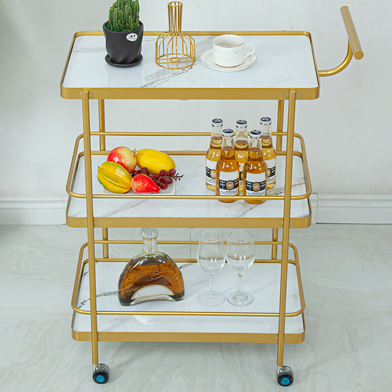 Modern 34.65"H Rolling Prep Table Rectangular Metal Prep Table for Home Use