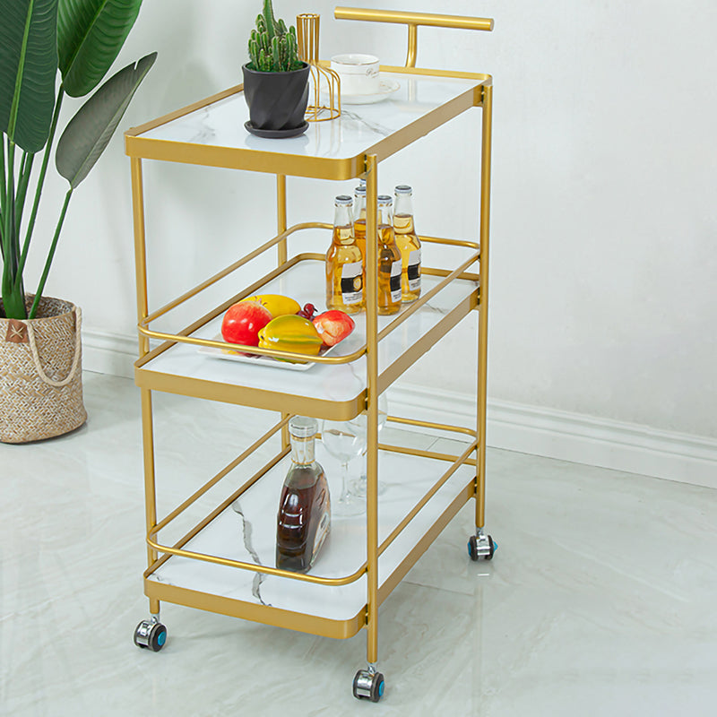 Modern 34.65"H Rolling Prep Table Rectangular Metal Prep Table for Home Use